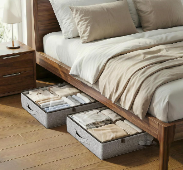 Low-Profile Under-Bed Storage Box; Space-Saving Clothing Storage