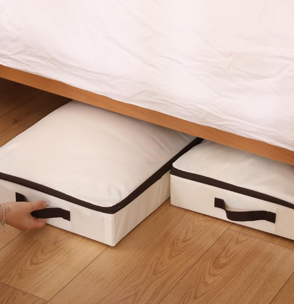 Low-Profile Under-Bed Storage Box; Space-Saving Clothing Storage