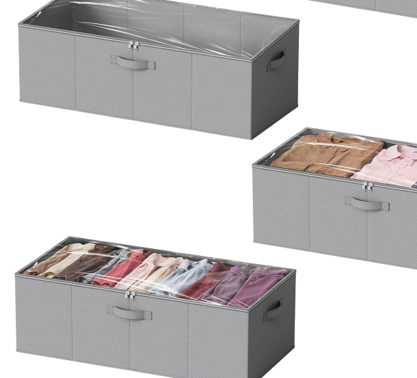 Large Under-Bed Storage Box With Lid; Ideal For Bedroom Or Dorm Clothing Organization - Image 2