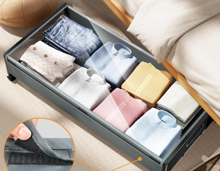 Under-Bed Storage Box With Wheels; Great For Organizing Bedroom Footwear - Image 2