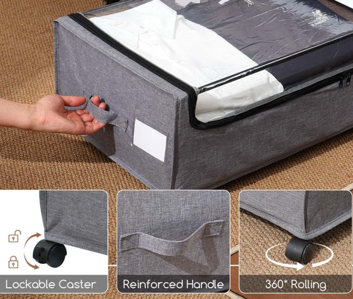 Tall Under-Bed Storage Box With Wheels For Storing Shoes And Clothing - Image 2