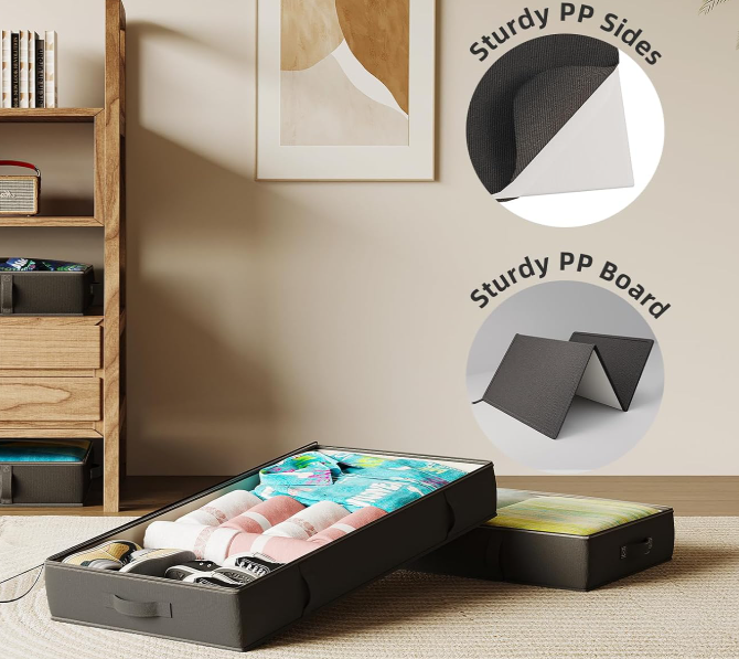 Low-Profile Under-Bed Storage Box; Space-Saving Clothing Organization - Image 2