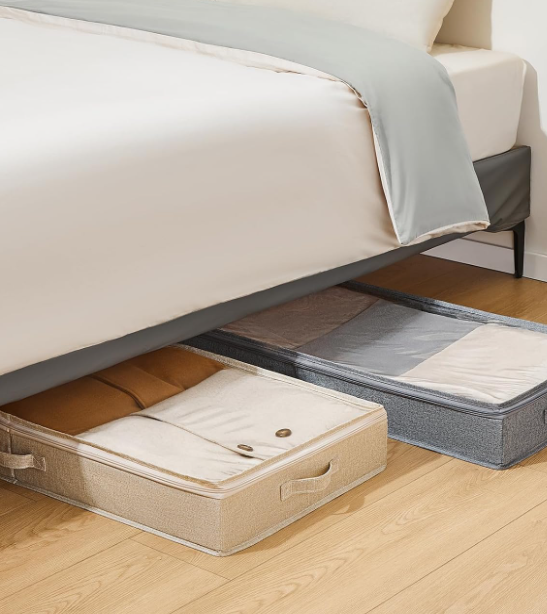 Sturdy, Low-Profile Under-Bed Storage Box; High Capacity For Shoes And Clothing