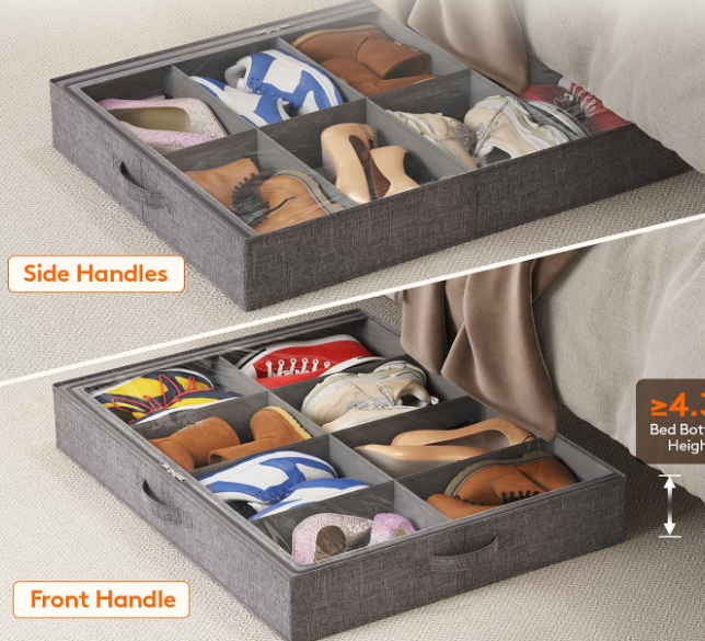 Low-Profile Under-Bed Shoe Storage Box; Ideal For Organizing Sneakers - Image 2