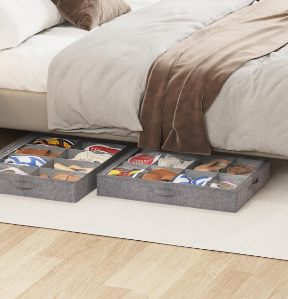 Low-Profile Under-Bed Shoe Storage Box; Ideal For Organizing Sneakers