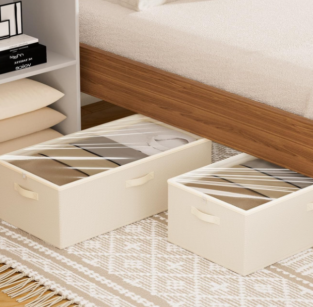 Tall Under-Bed Storage Box With Viewing Window For Clothing And Blankets