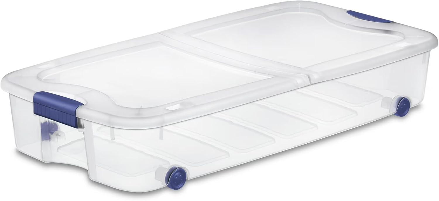 Transparent Under-Bed Storage Box With Wheels And Lid For Clothes And Blankets - Image 2