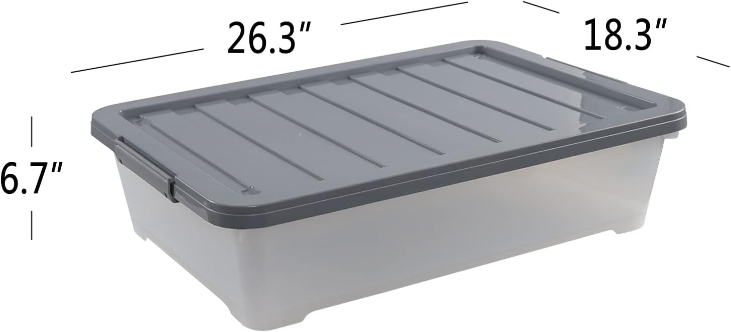 Shallow Plastic Under-Bed Storage Box With Wheels For Household Clothing Storage - Image 2