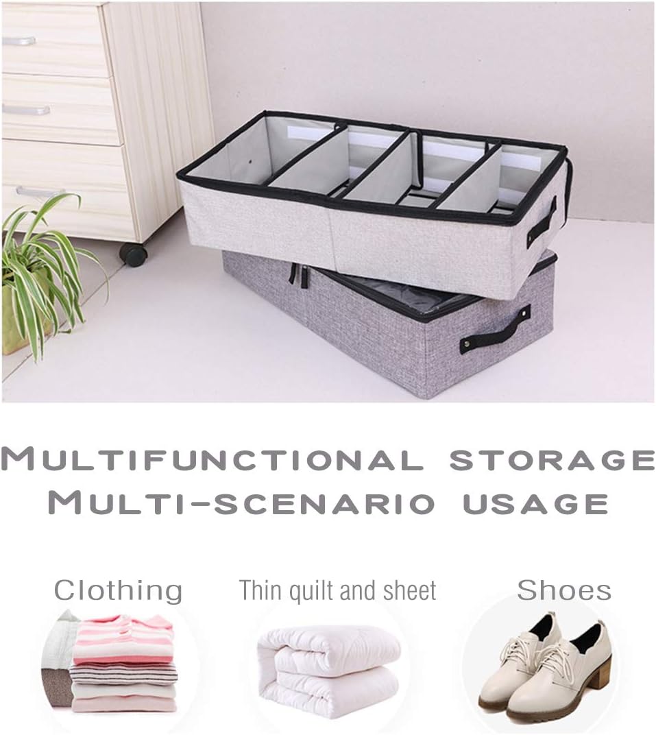 Collapsible Under-Bed Storage Box With Lid And Dividers For Organized Clothing Sorting - Image 2