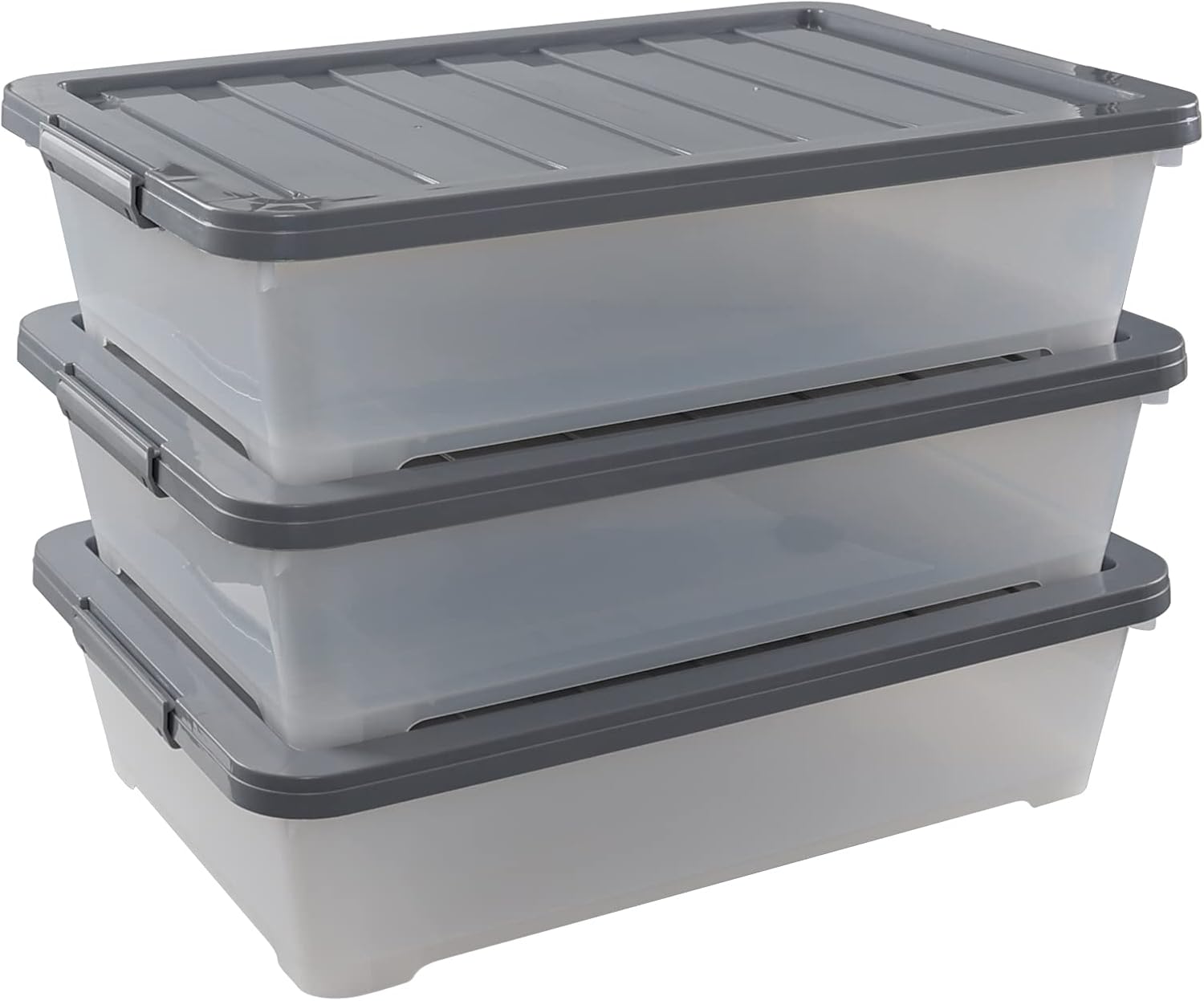 Shallow Plastic Under-Bed Storage Box With Wheels For Household Clothing Storage