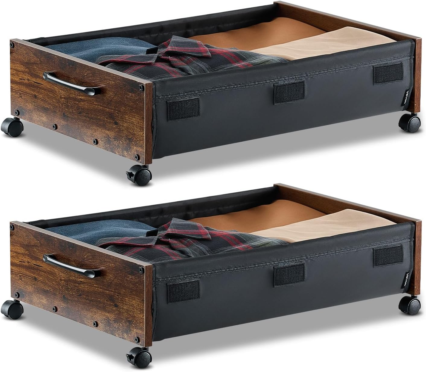 Under-Bed Storage Box With Wheels And Transparent Lid For Bedroom Clothing And Shoes