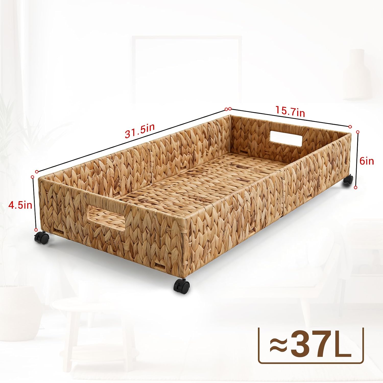Hand-Woven Under-Bed Storage Box With Wheels For Shoes And Clothing - Image 2