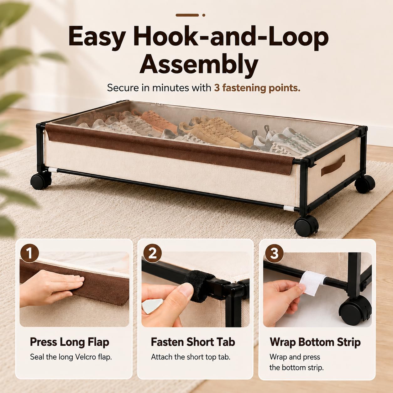 Modular Under-Bed Storage Box With Wheels For Clothes, Shoes, And Toys - Image 2