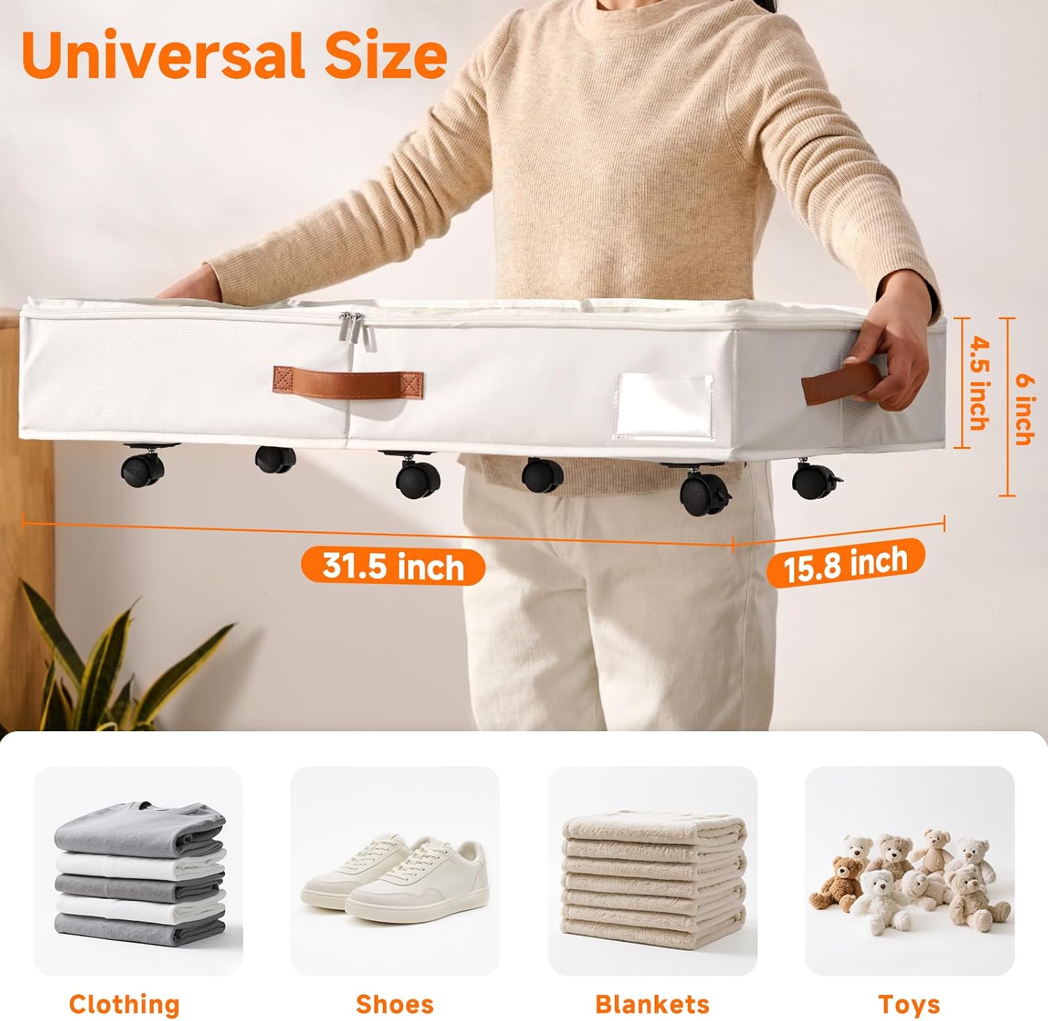 Under-Bed Storage Box With Wheels And Transparent Lid For Shoes, Sheets, And Clothes - Image 2