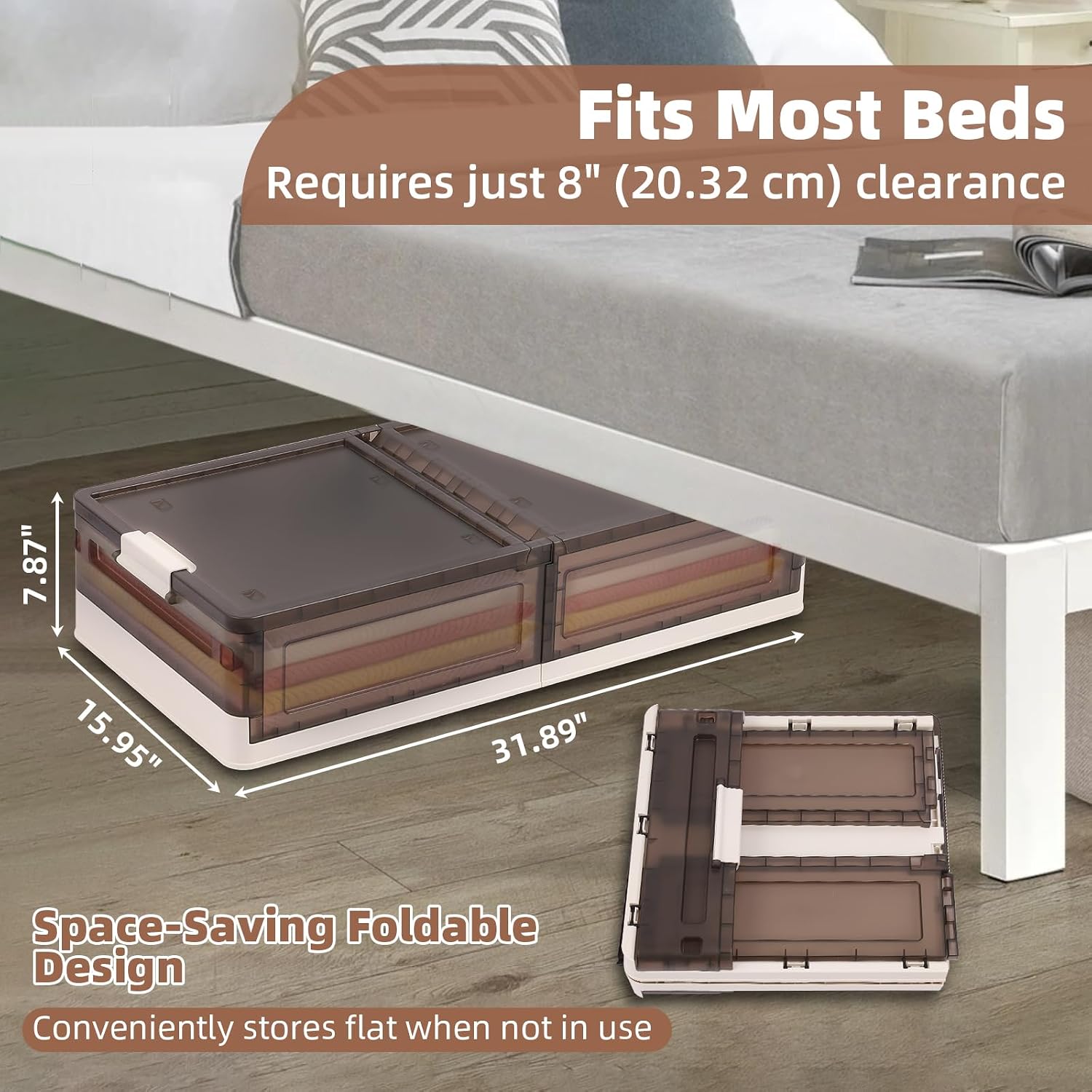 Stackable Under-Bed Storage Box With Lid For Organized Storage Of Clothes And Shoes - Image 2