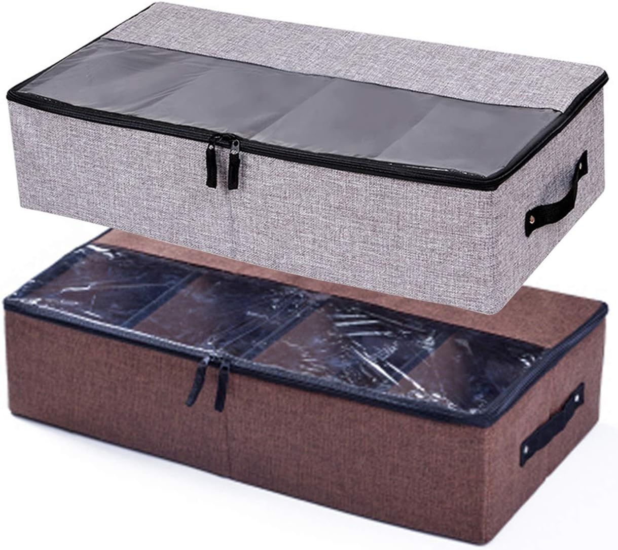Collapsible Under-Bed Storage Box With Lid And Dividers For Organized Clothing Sorting