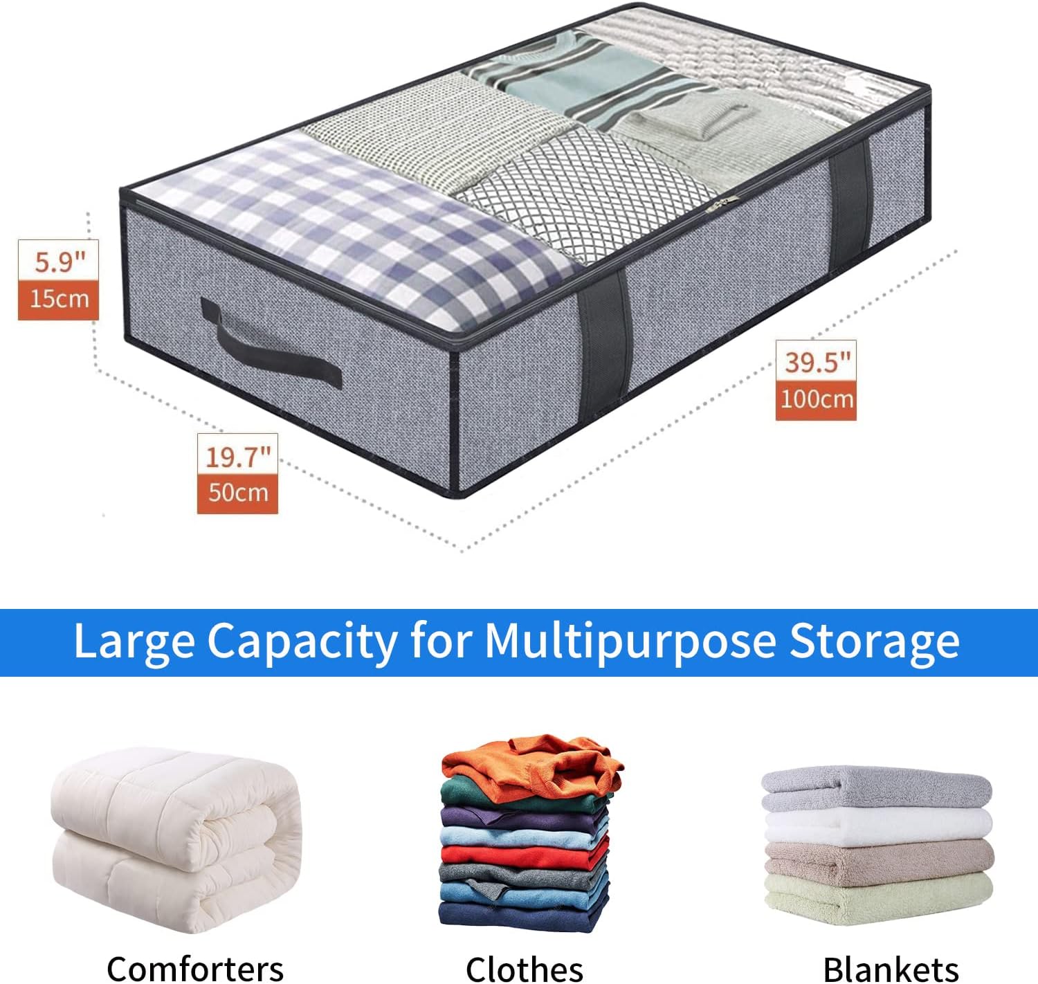Collapsible, Breathable Under-Bed Storage Bag With Zipper And Viewing Window - Image 2