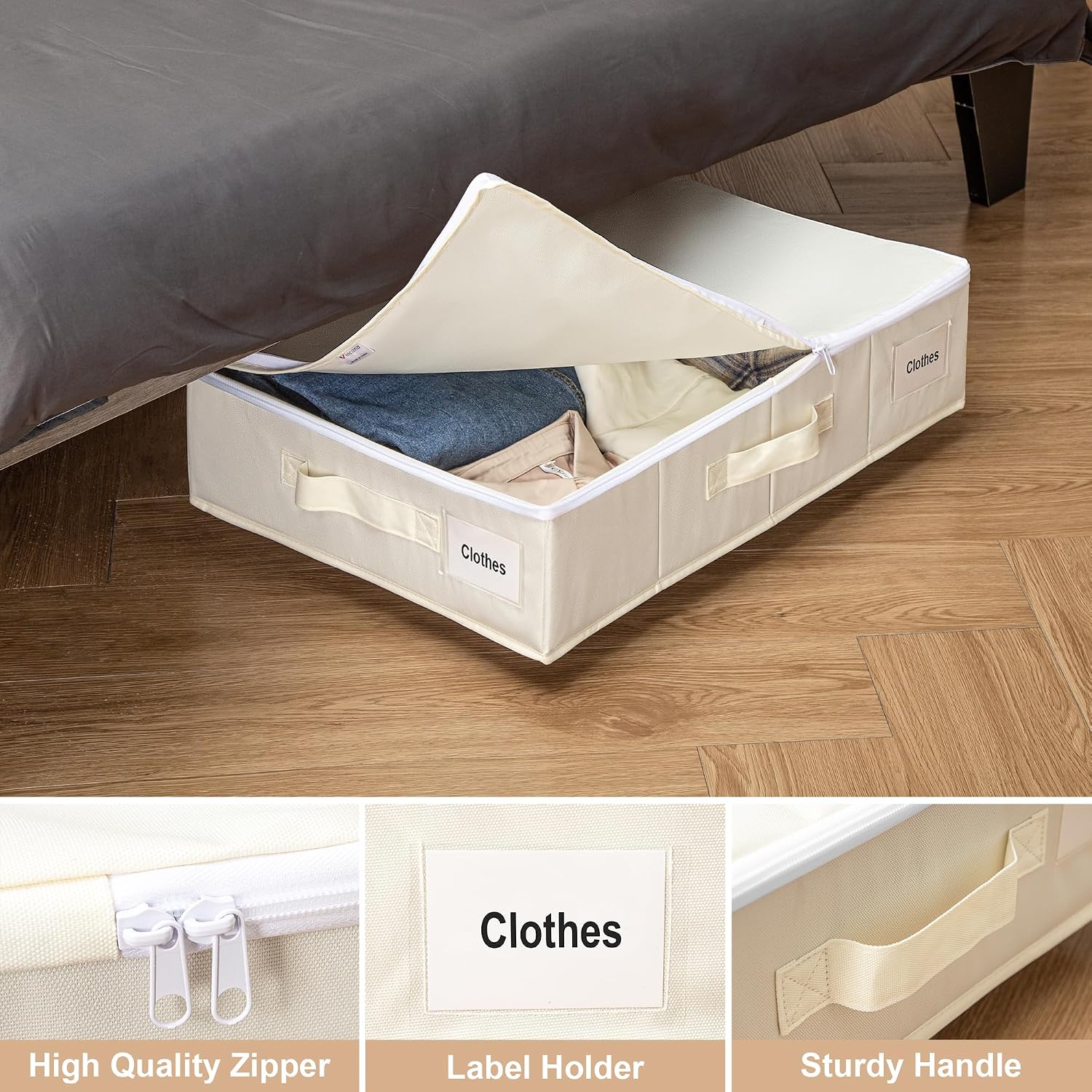 Under-Bed Storage Box With Wheels And Lid For Clothes, Shoes, And Blankets - Image 2
