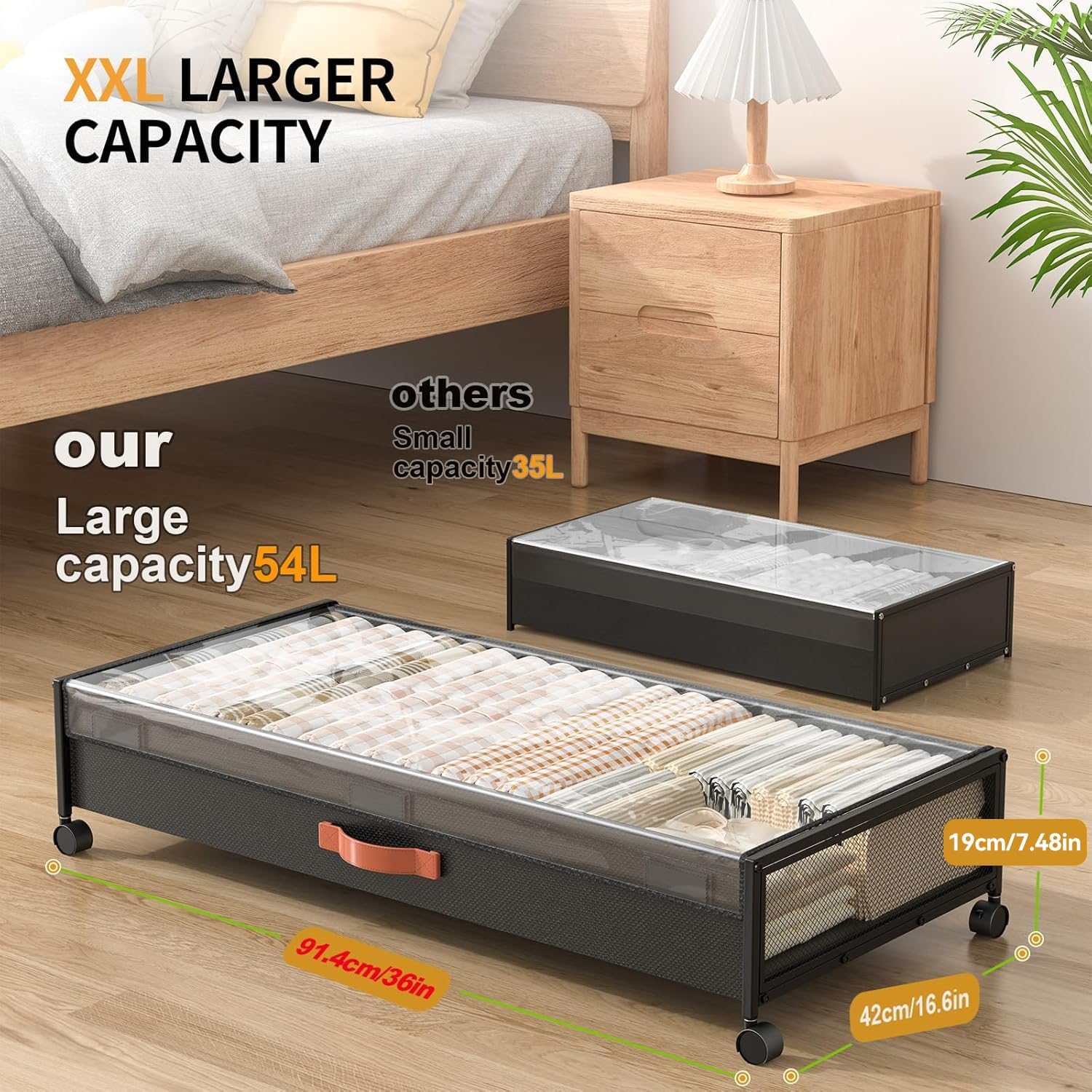 Under-Bed Storage Box With Wheels For Shoes, Blankets, Clothes, And Toys - Image 2