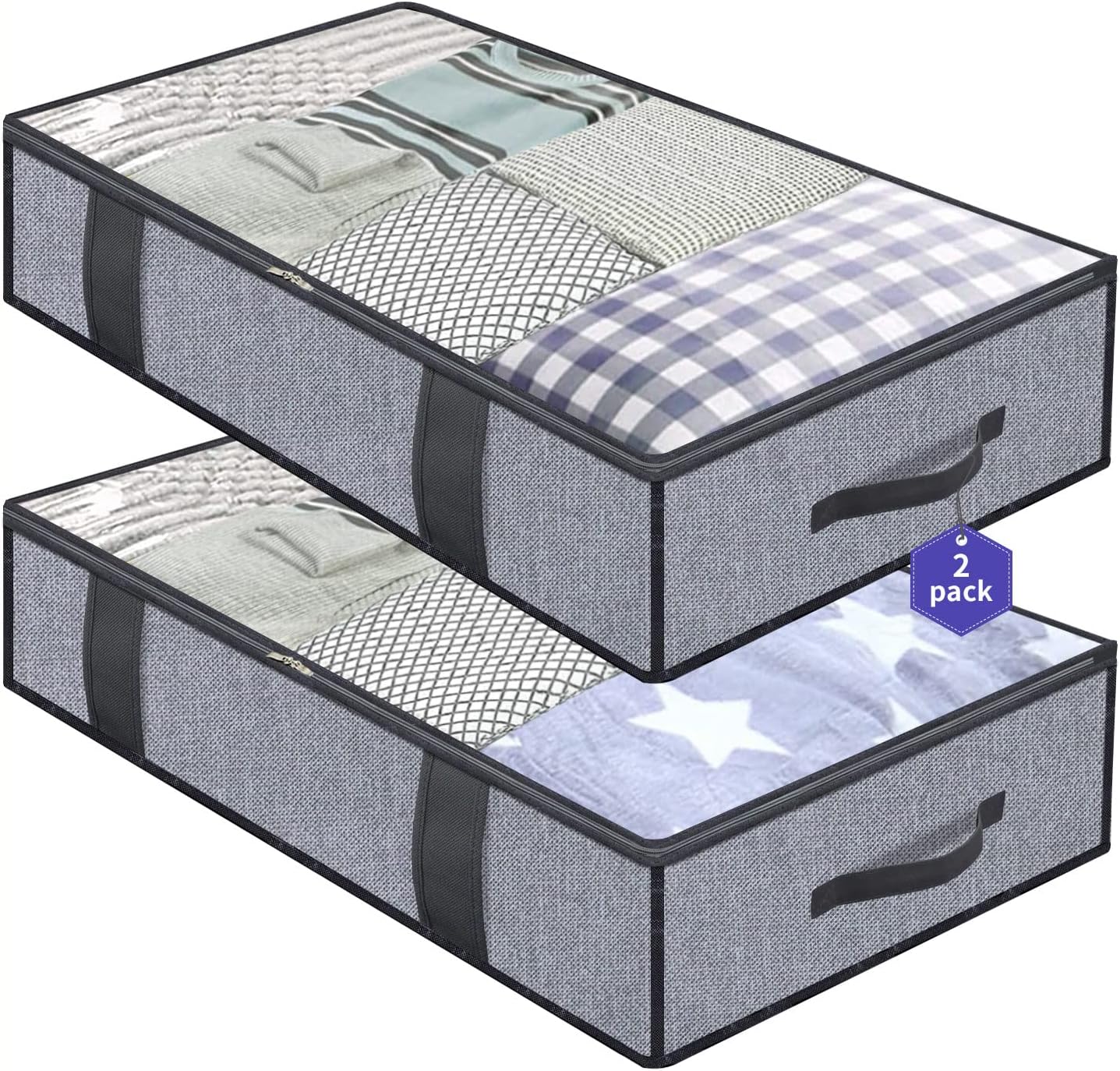Collapsible, Breathable Under-Bed Storage Bag With Zipper And Viewing Window