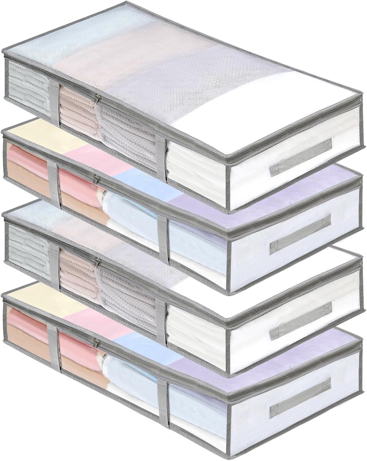 Moisture-Resistant Under-Bed Storage Box With Handles For Clothes And Blankets