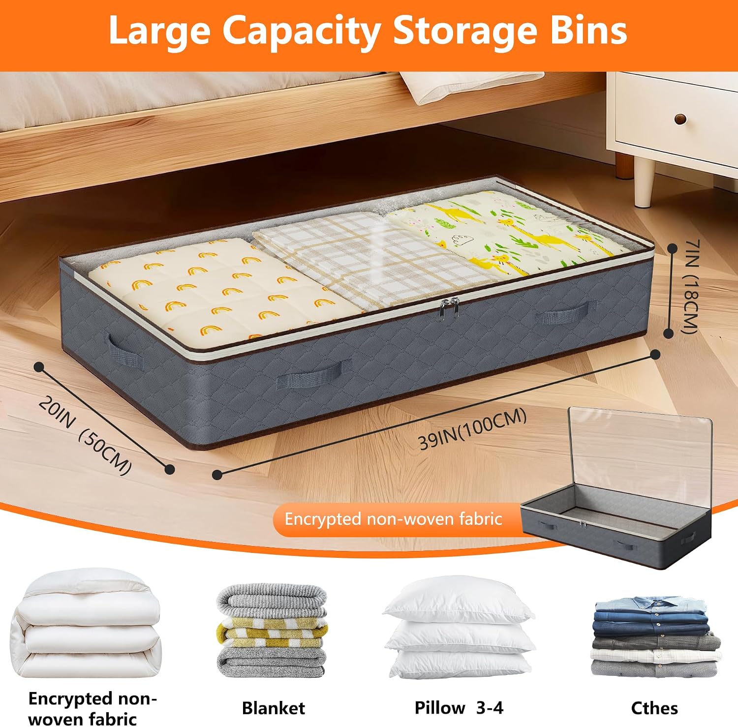 High-Capacity Under-Bed Storage Box; Closet Organization And Storage Solution - Image 2